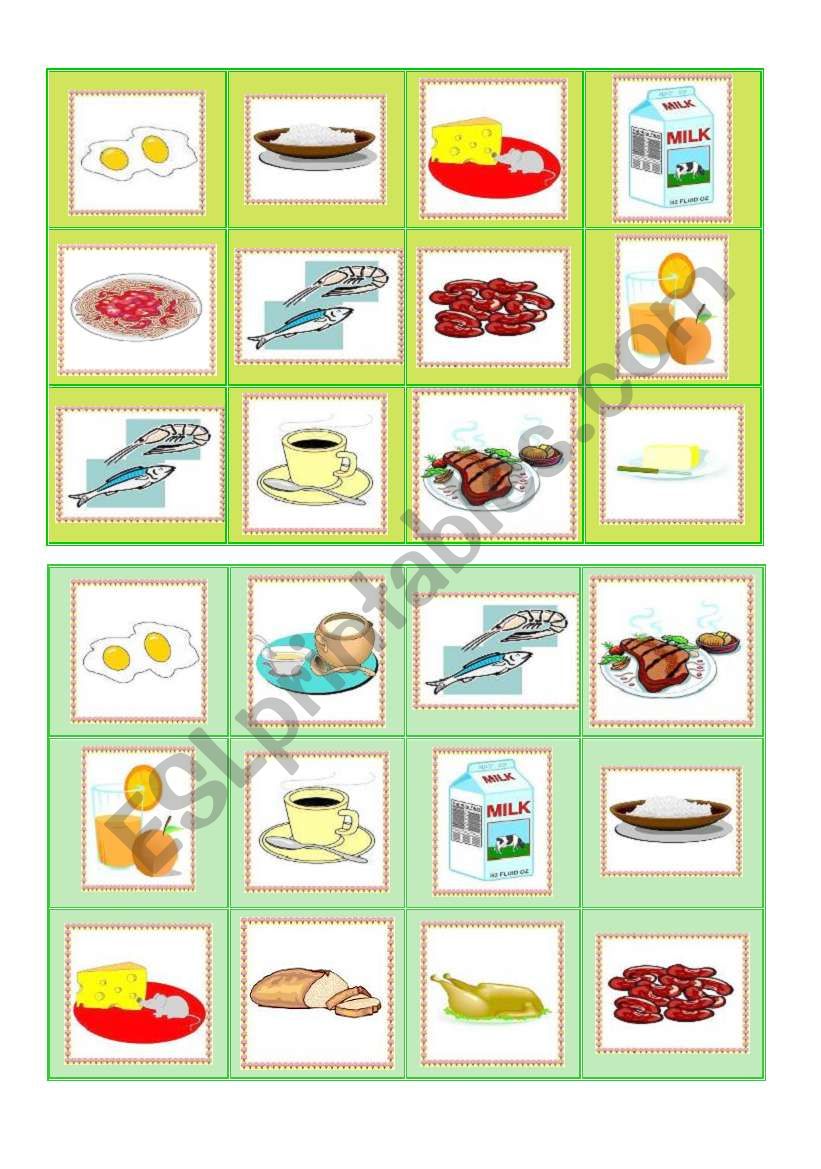 Everyday food - bingo cards part III