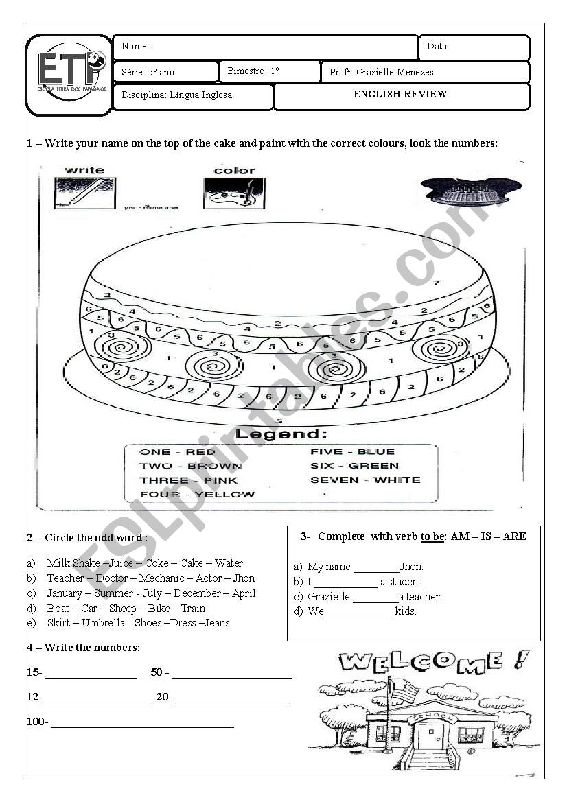 review for kids worksheet