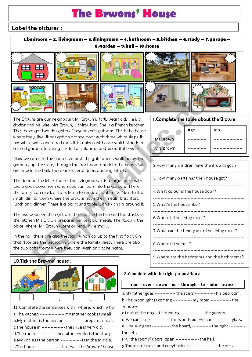 The BrownsÂ´ house worksheet