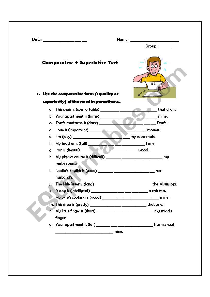 Comparatives / Superlatives test