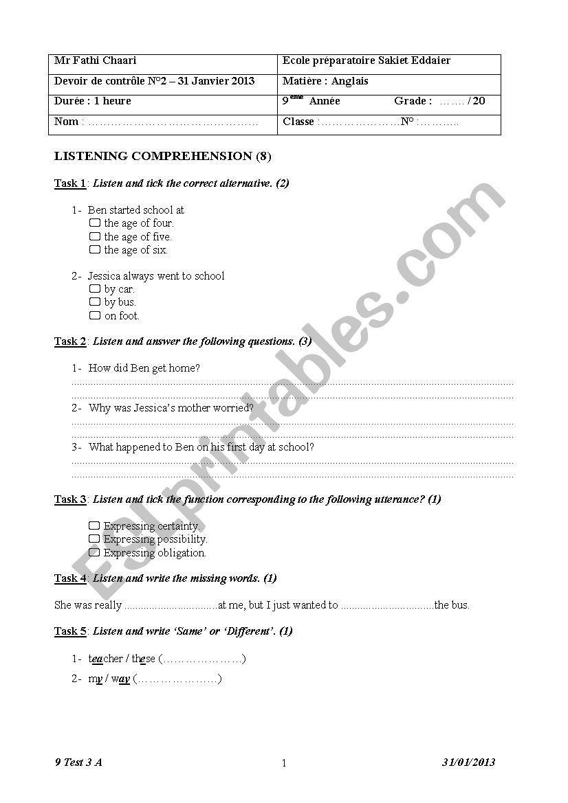 9 test 3 2013 worksheet