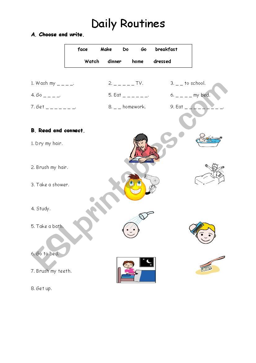 Routines worksheet