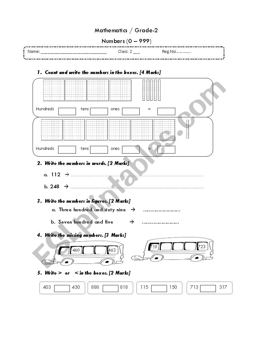 numbers 0-1000 worksheet