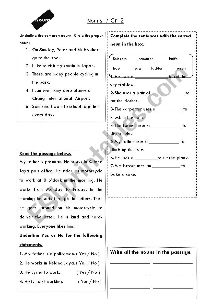 nouns worksheet