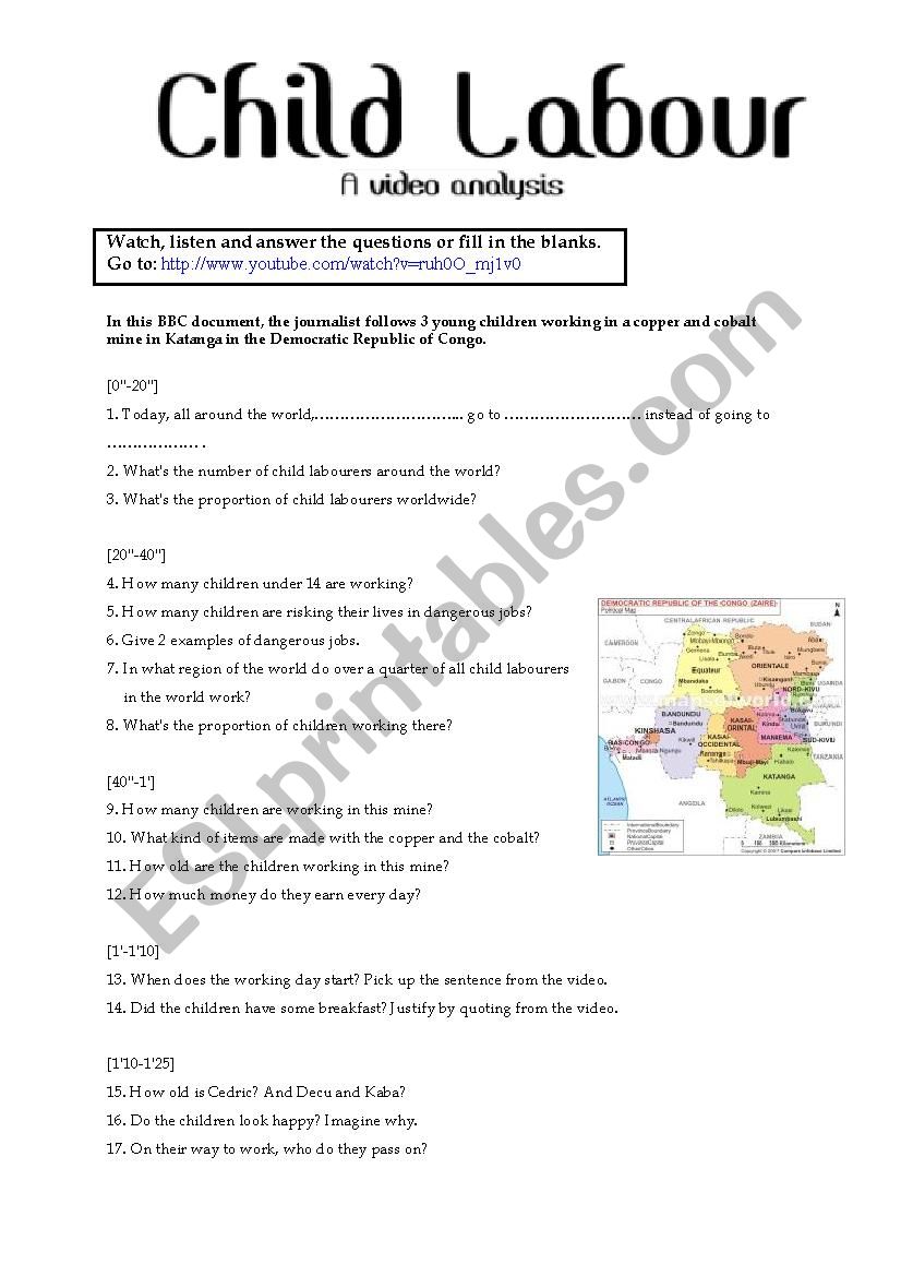 Child labour - a webquest worksheet