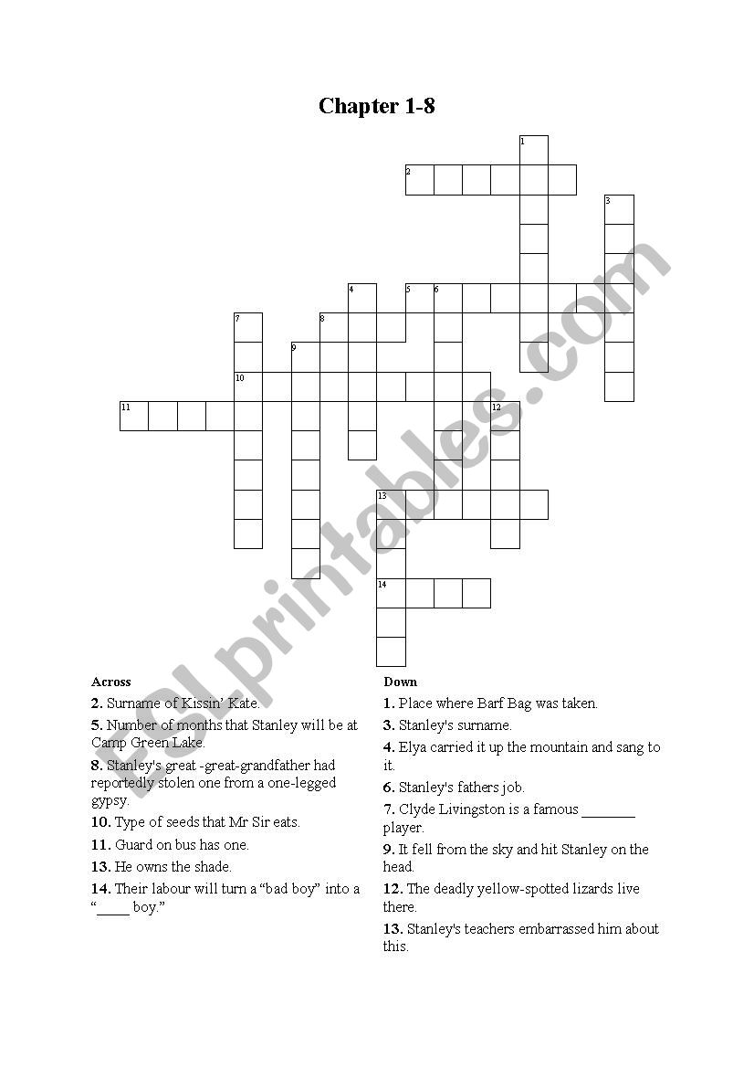 Holes: Puzzle worksheet