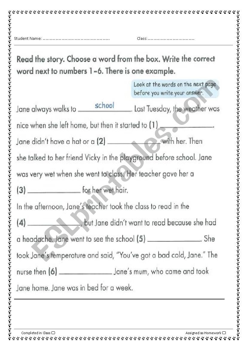 story telling worksheet