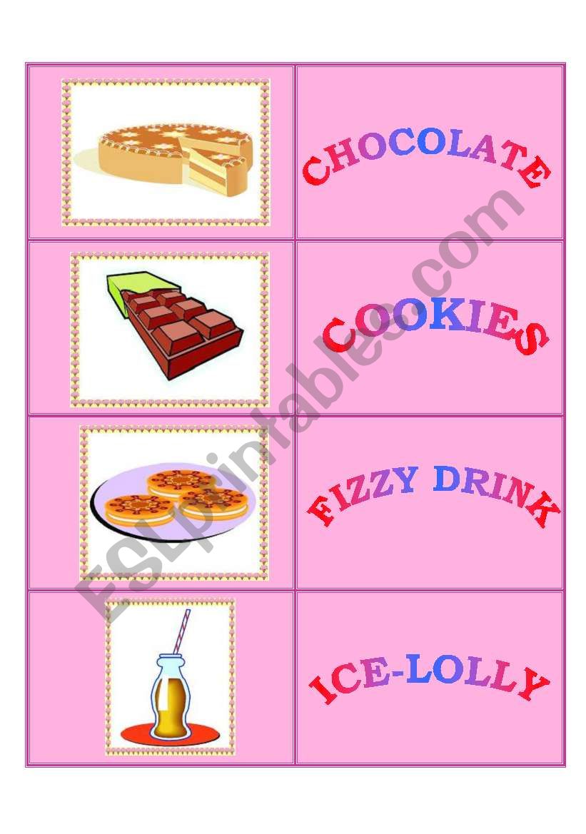 Junk Food - domino set worksheet