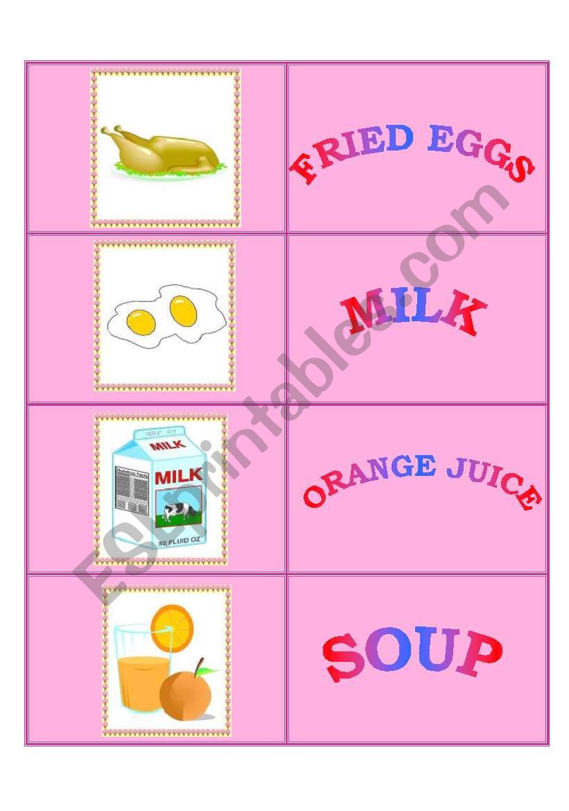 Everyday food - domino set worksheet