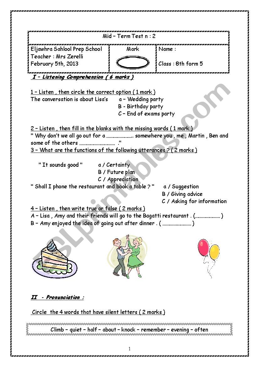 mid-term test N:2 worksheet