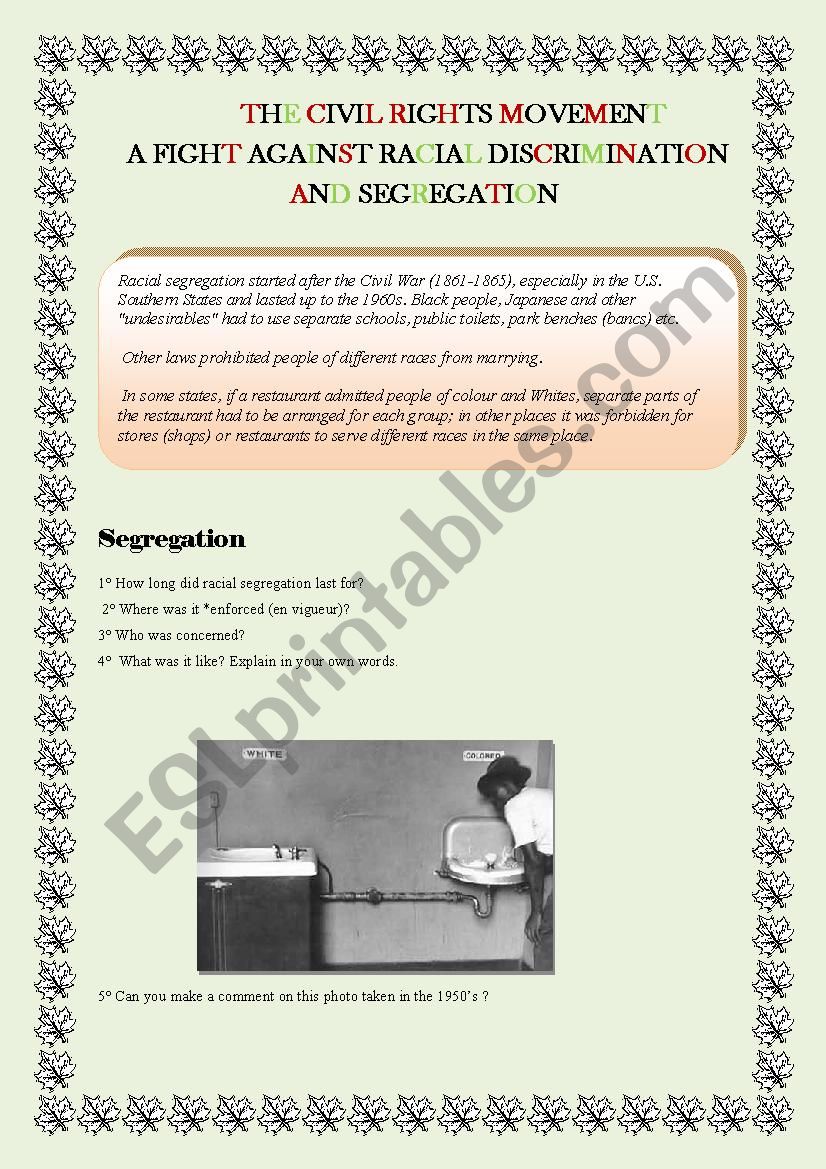 Segregation in the 1950s in the USA