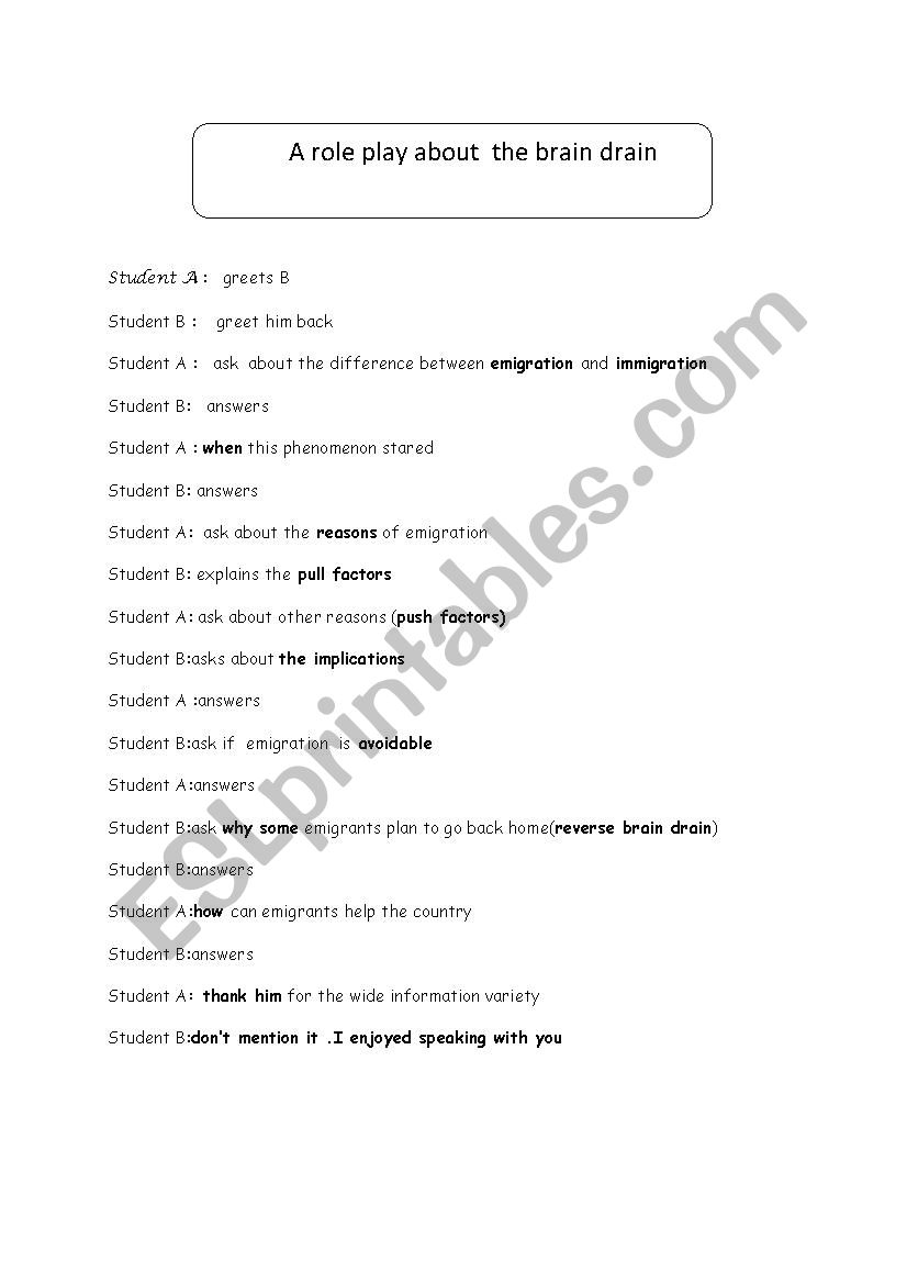 role play worksheet