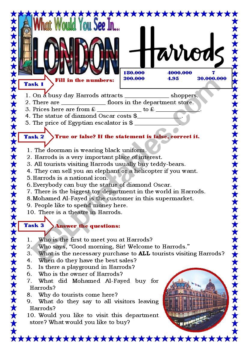 Harrods worksheet