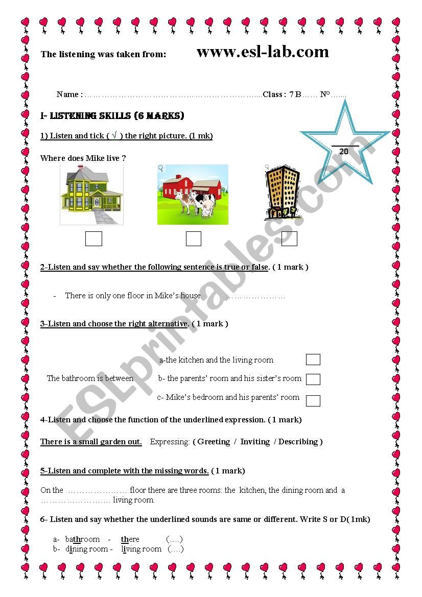 Mid-Term Test N2 7th Form worksheet