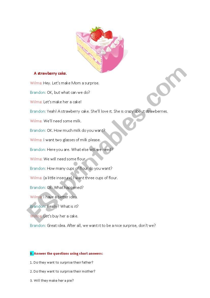 strawberry cake worksheet