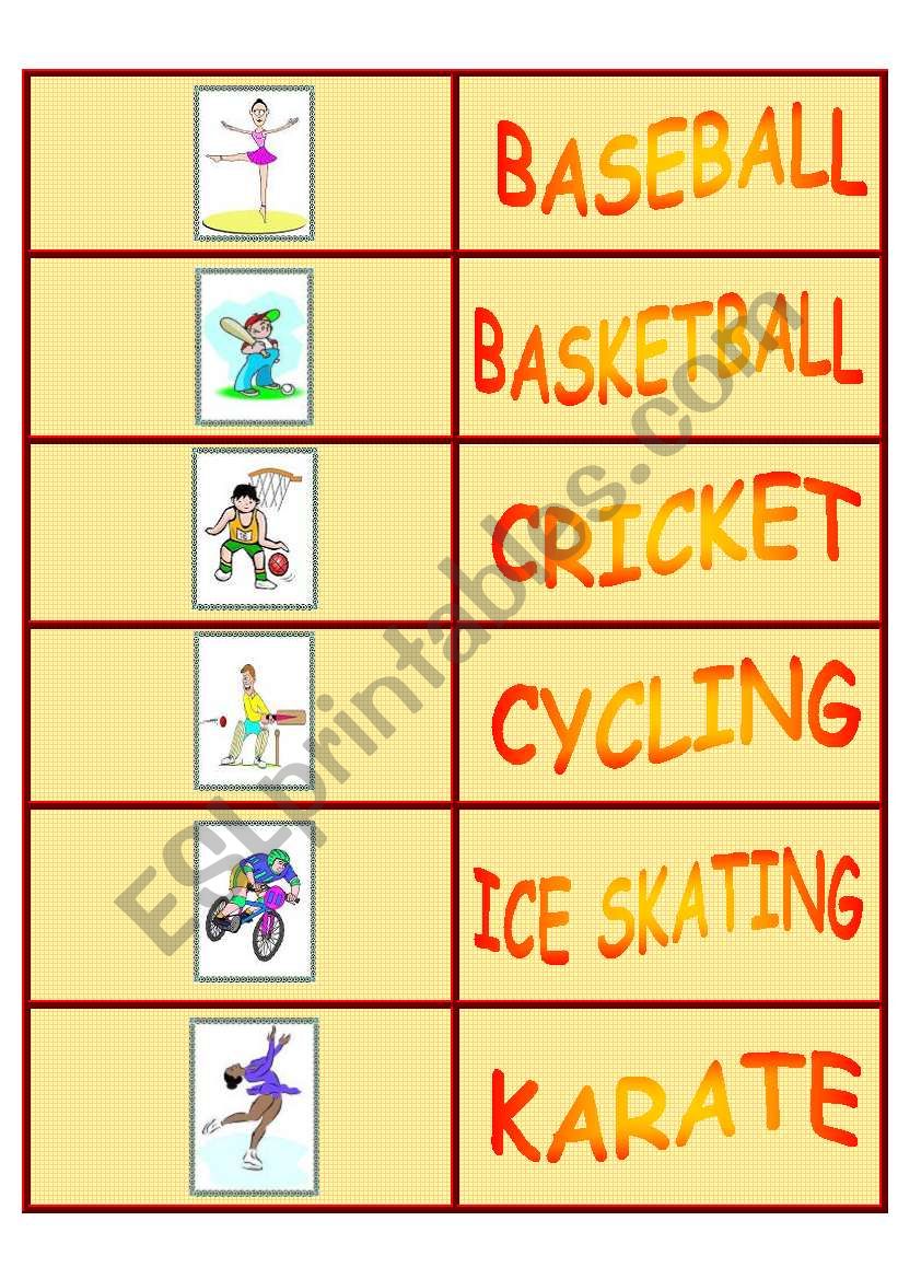 Sports - domino set worksheet