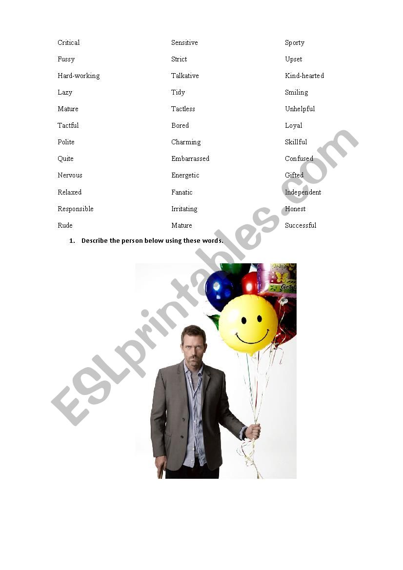 Describing people worksheet