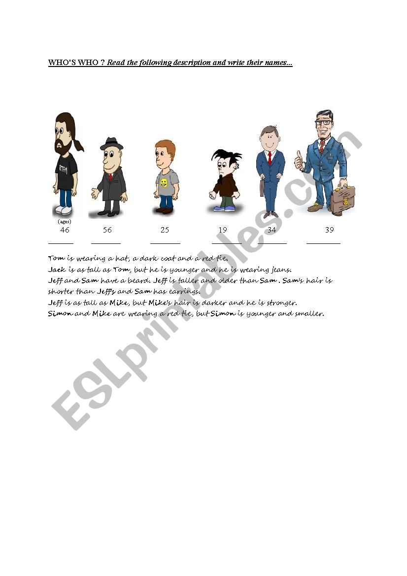 WhoÂ´s who worksheet