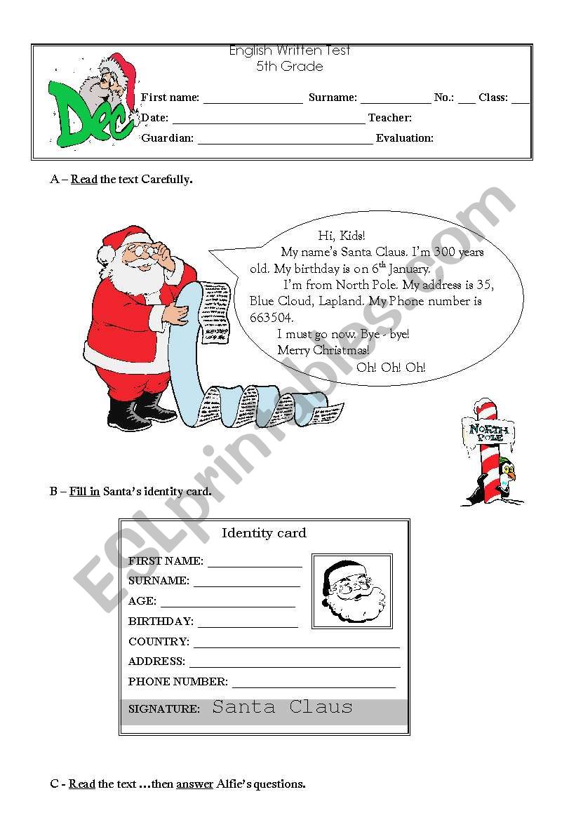 Santa Claus worksheet