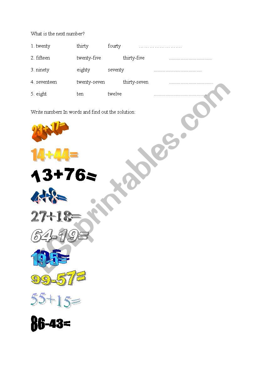 numbers 0-100 worksheet