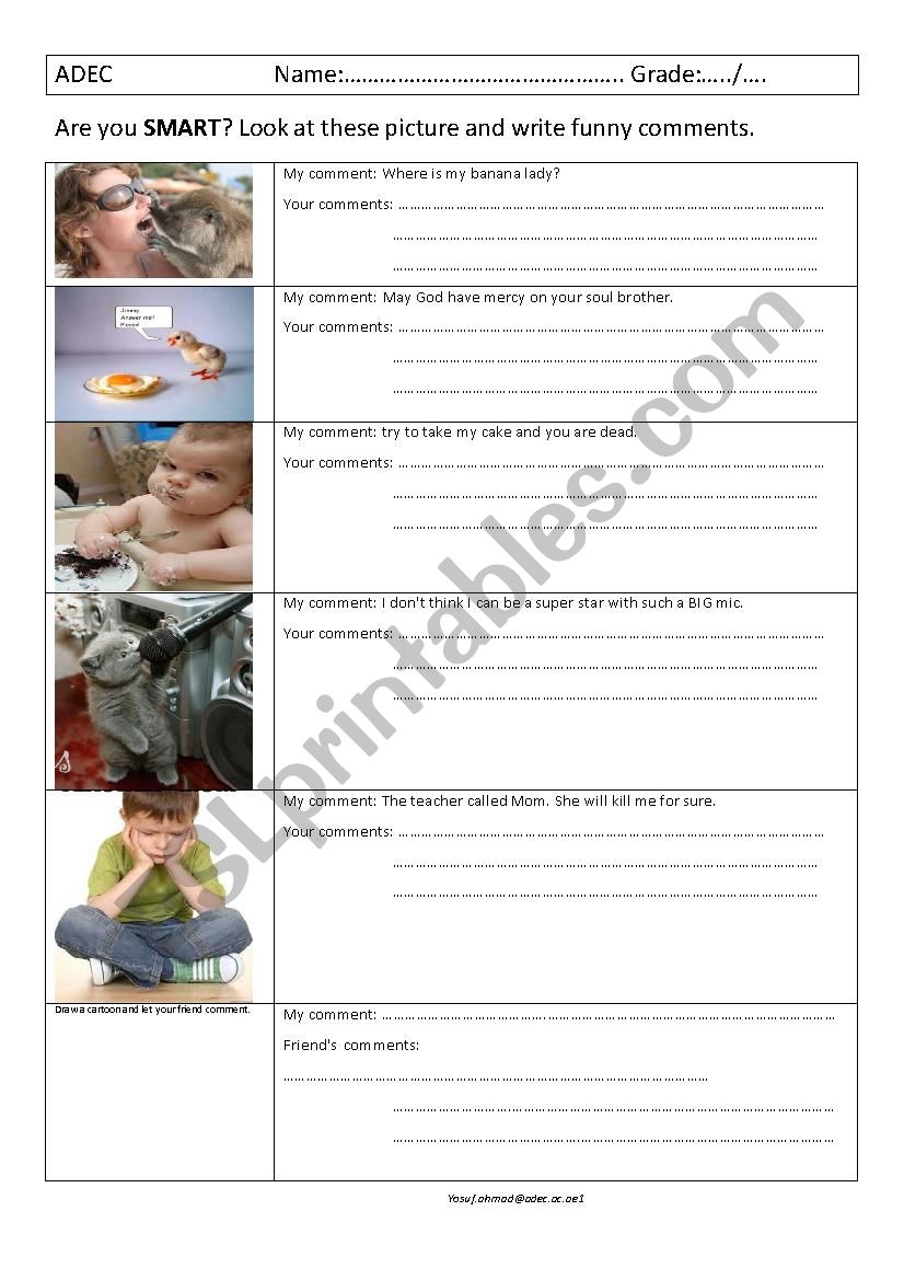 Pictures Best Comments worksheet