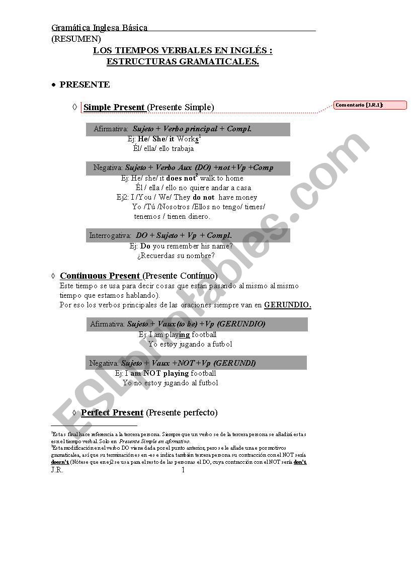 sumary worksheet