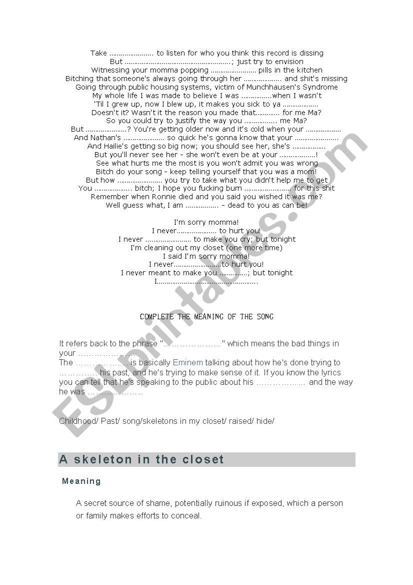 Cleaning Up My Closet Esl Worksheet By Nadia Esco