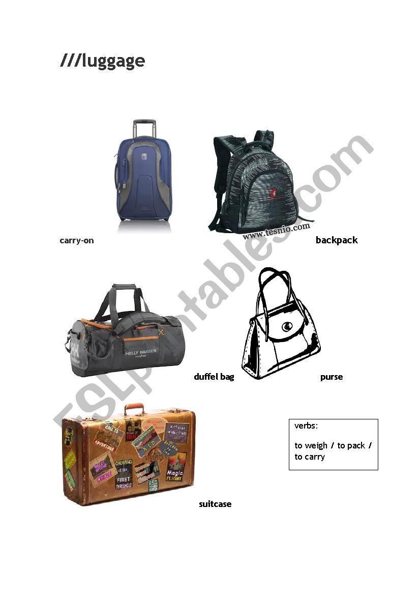 Luggage worksheet