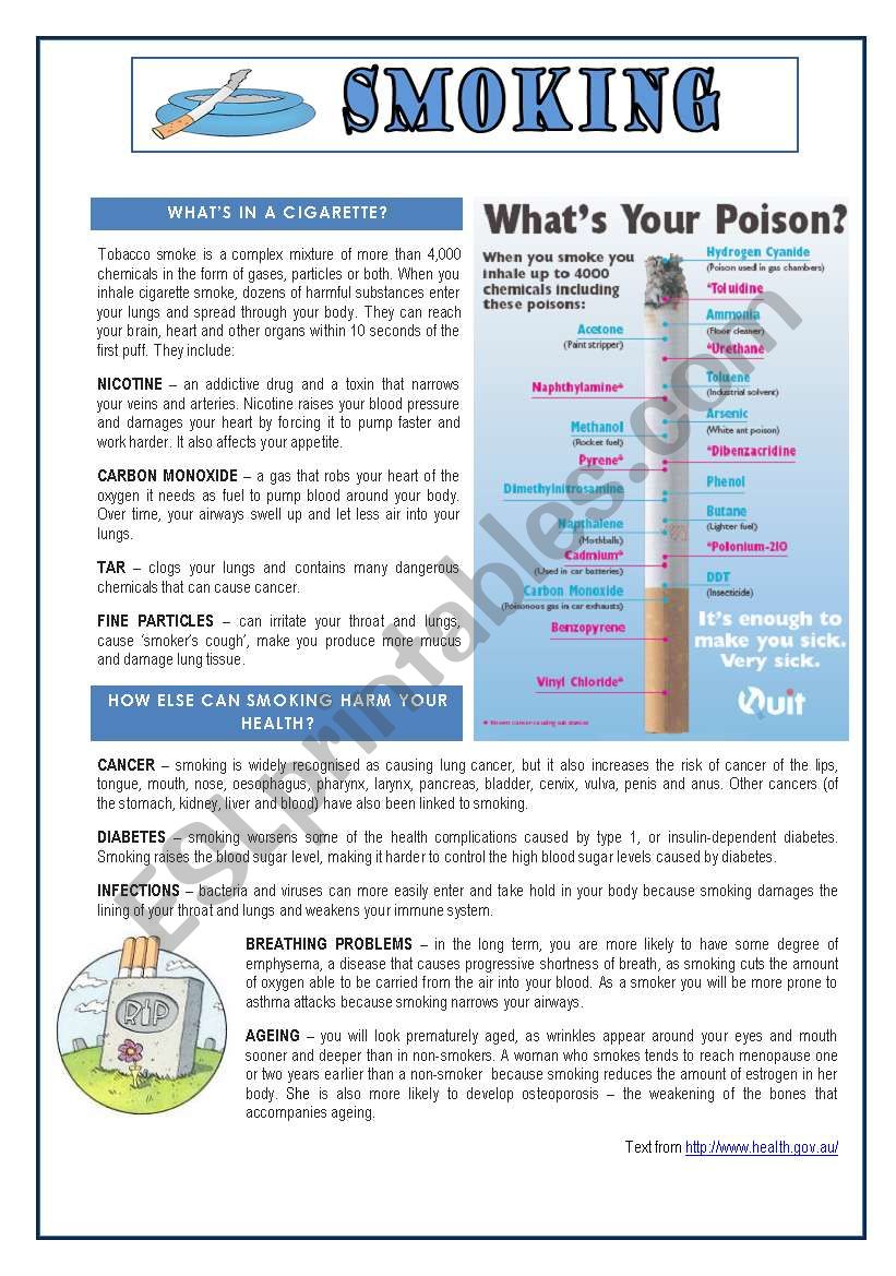 Smoking worksheet