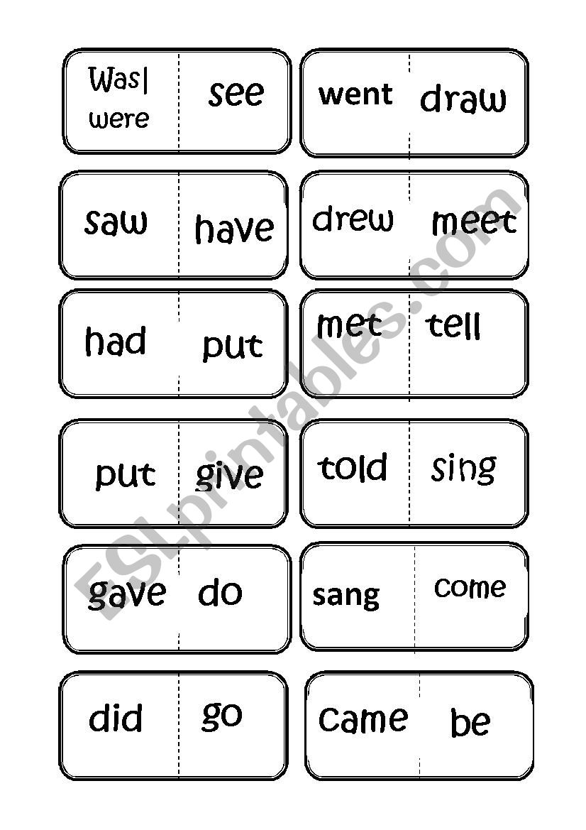 past simple domino worksheet