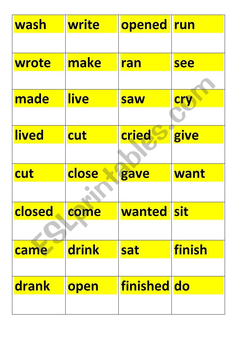 past simple domino worksheet