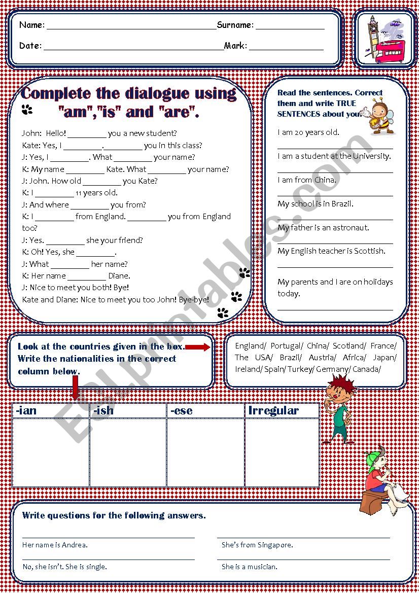 5th grade revisions worksheet