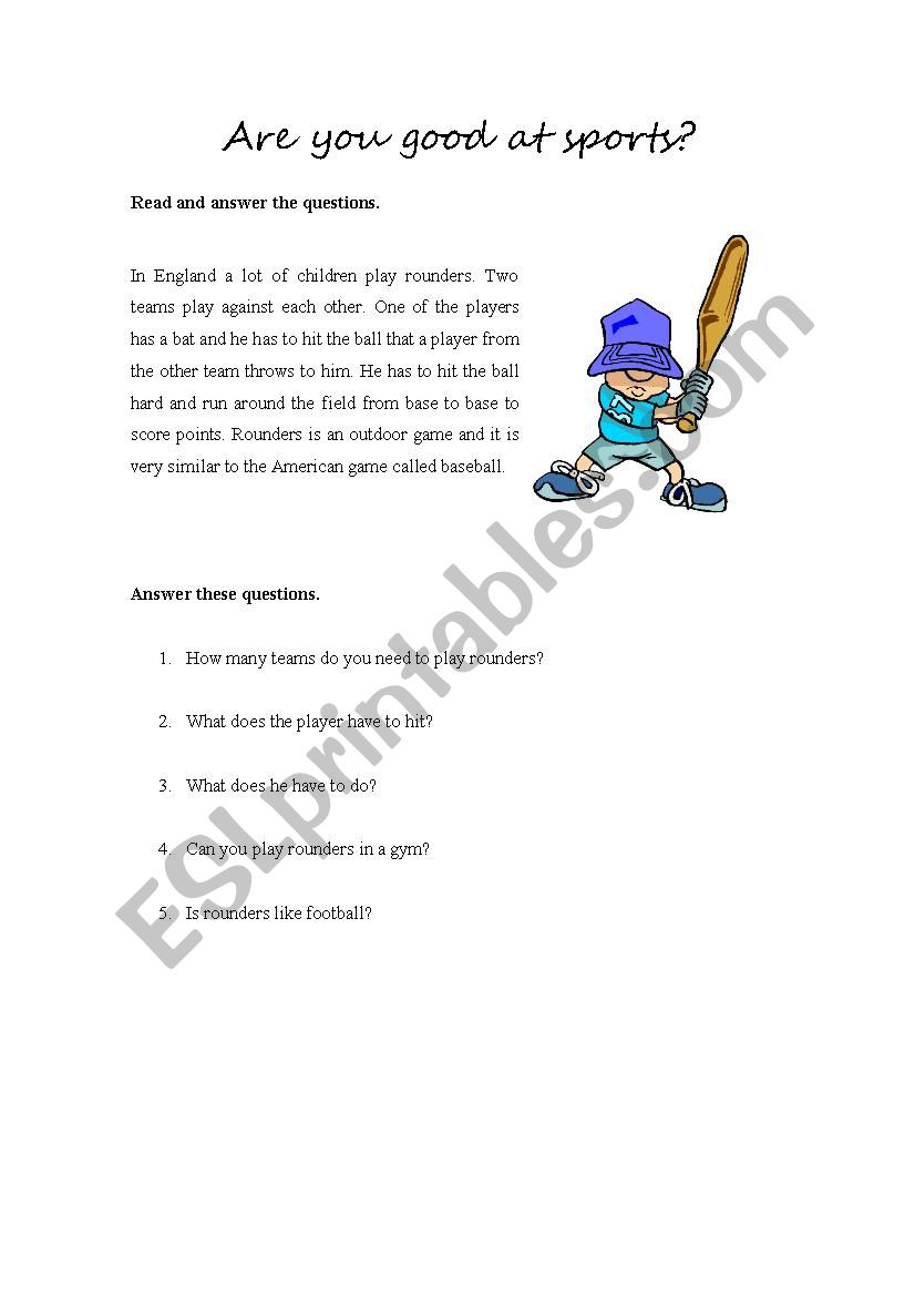 Are you good at sports? worksheet