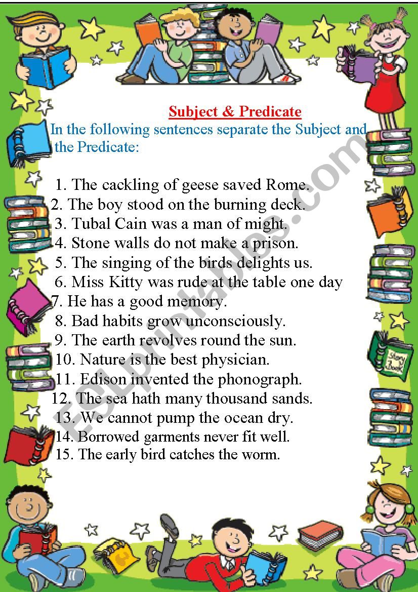 Subject & Predicate worksheet