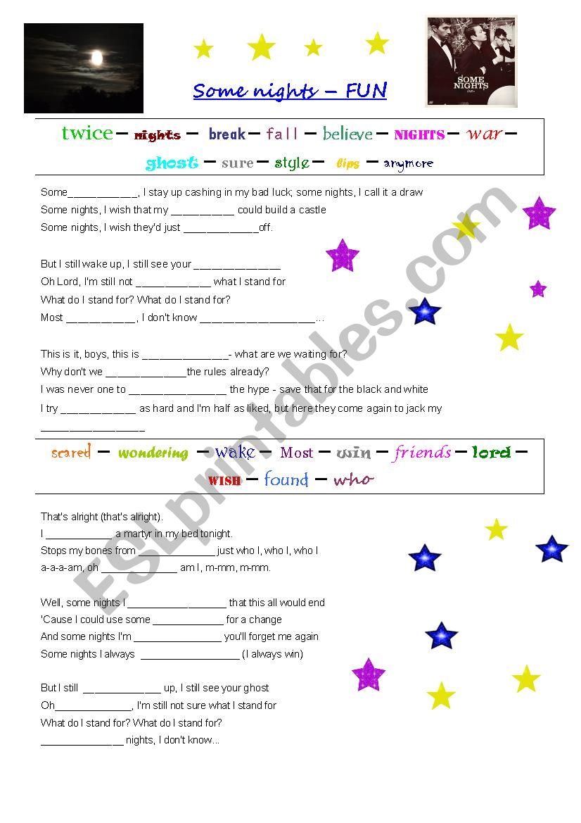 SOME NIGHTS -FUN worksheet