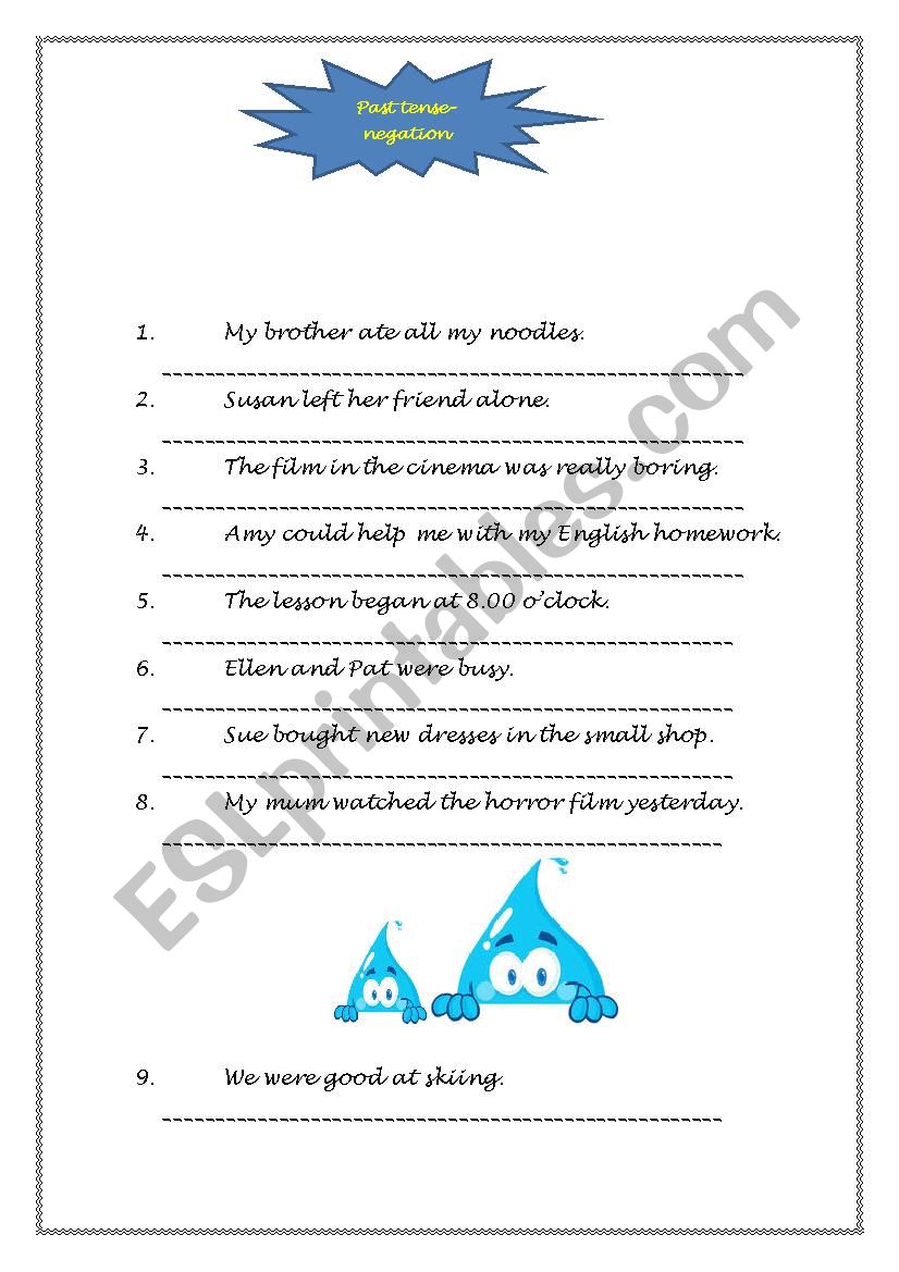 past tense-negation worksheet