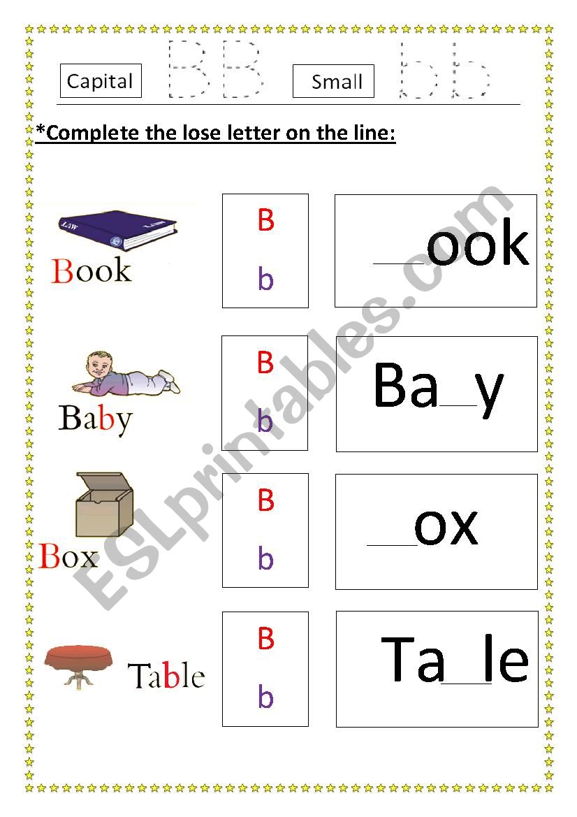 The letter B worksheet