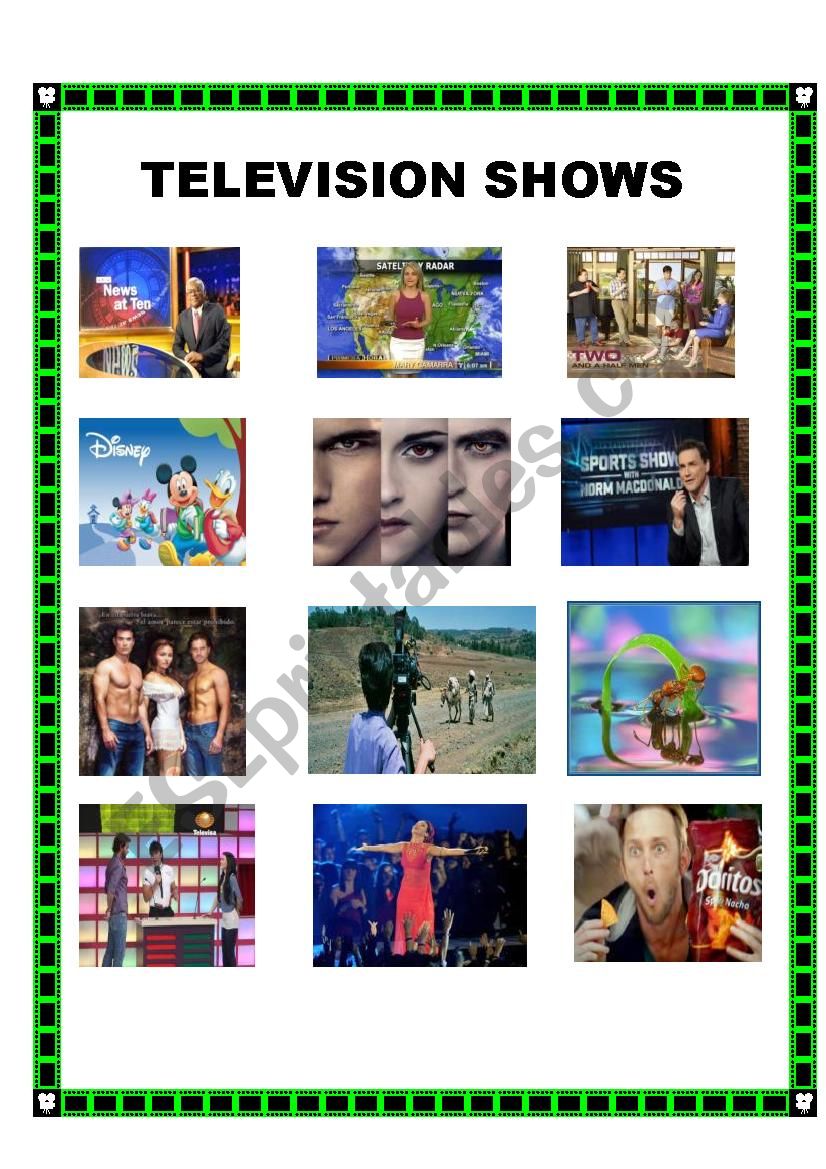 TELEVISION SHOWS worksheet