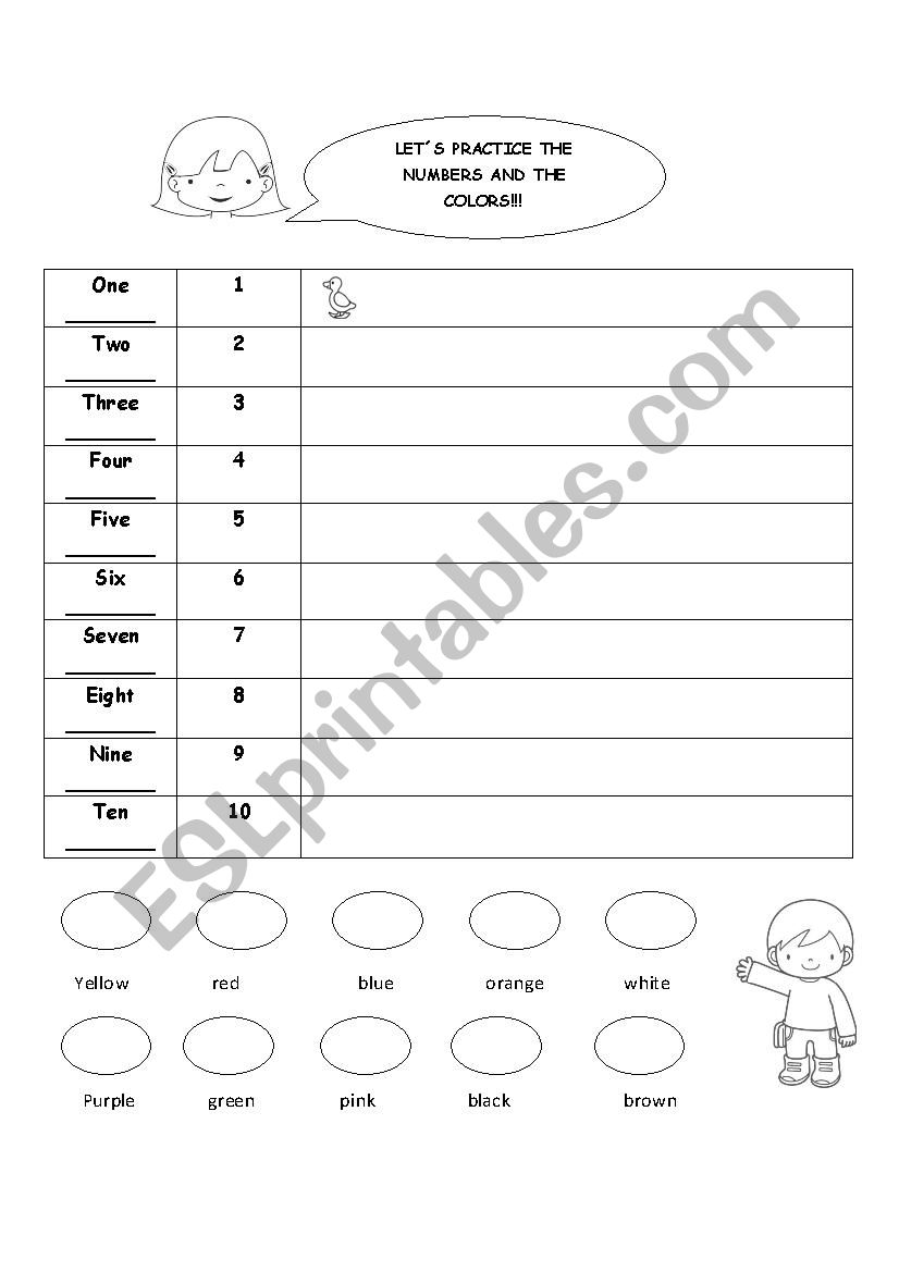 Numbers and Colors worksheet