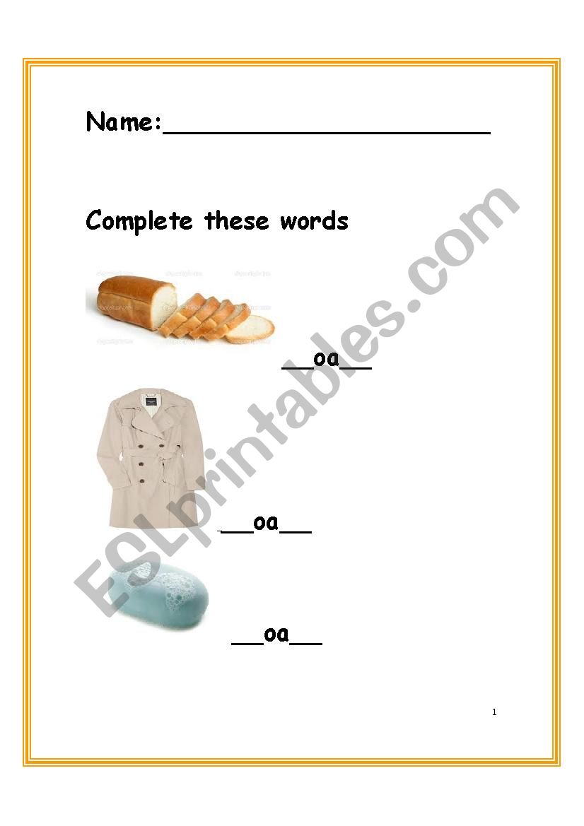 Long o vowel soound worksheet