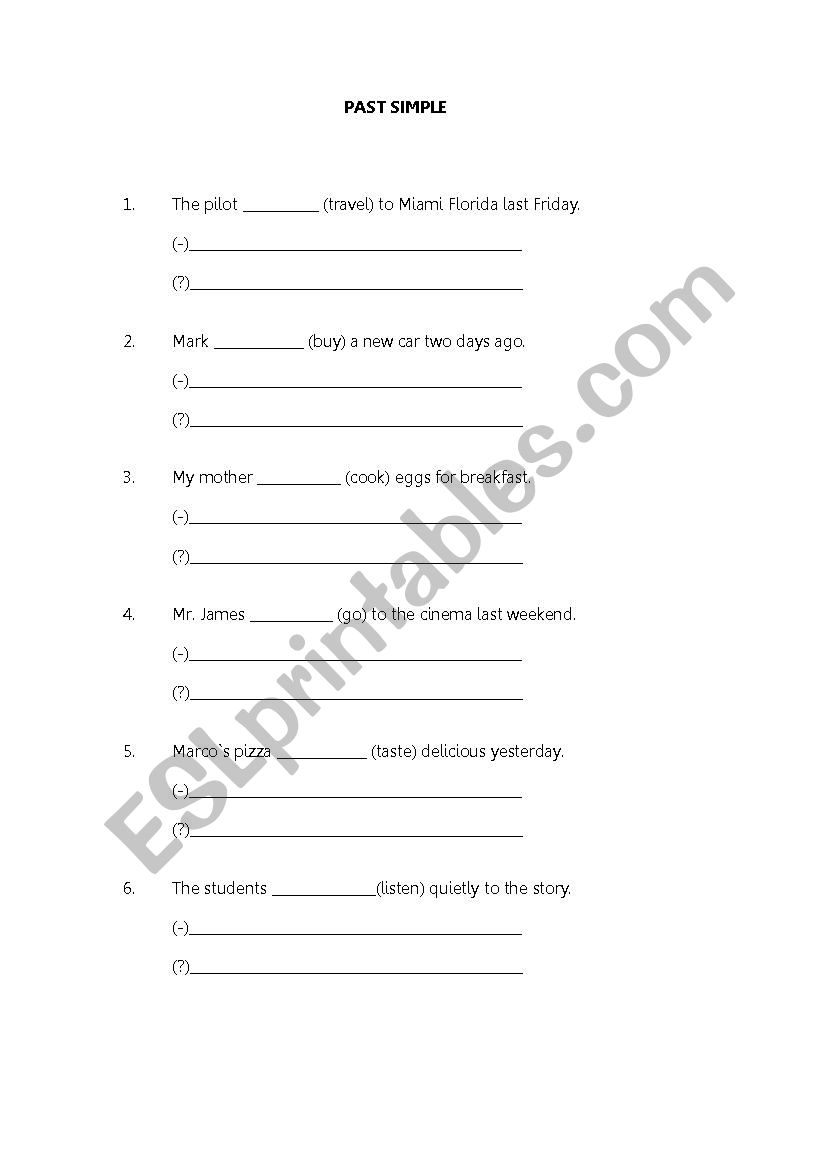 Past SImple - revision worksheet
