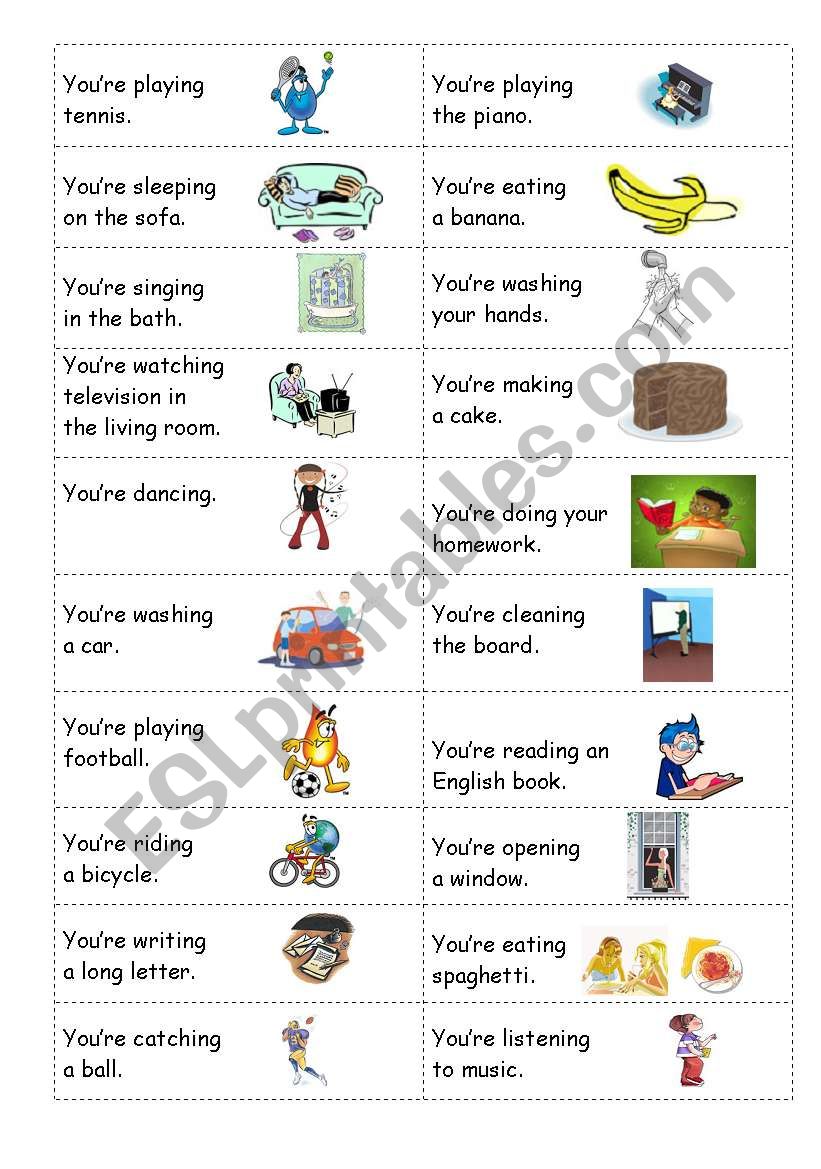PRESENT CONTINUOUS CHARADES worksheet