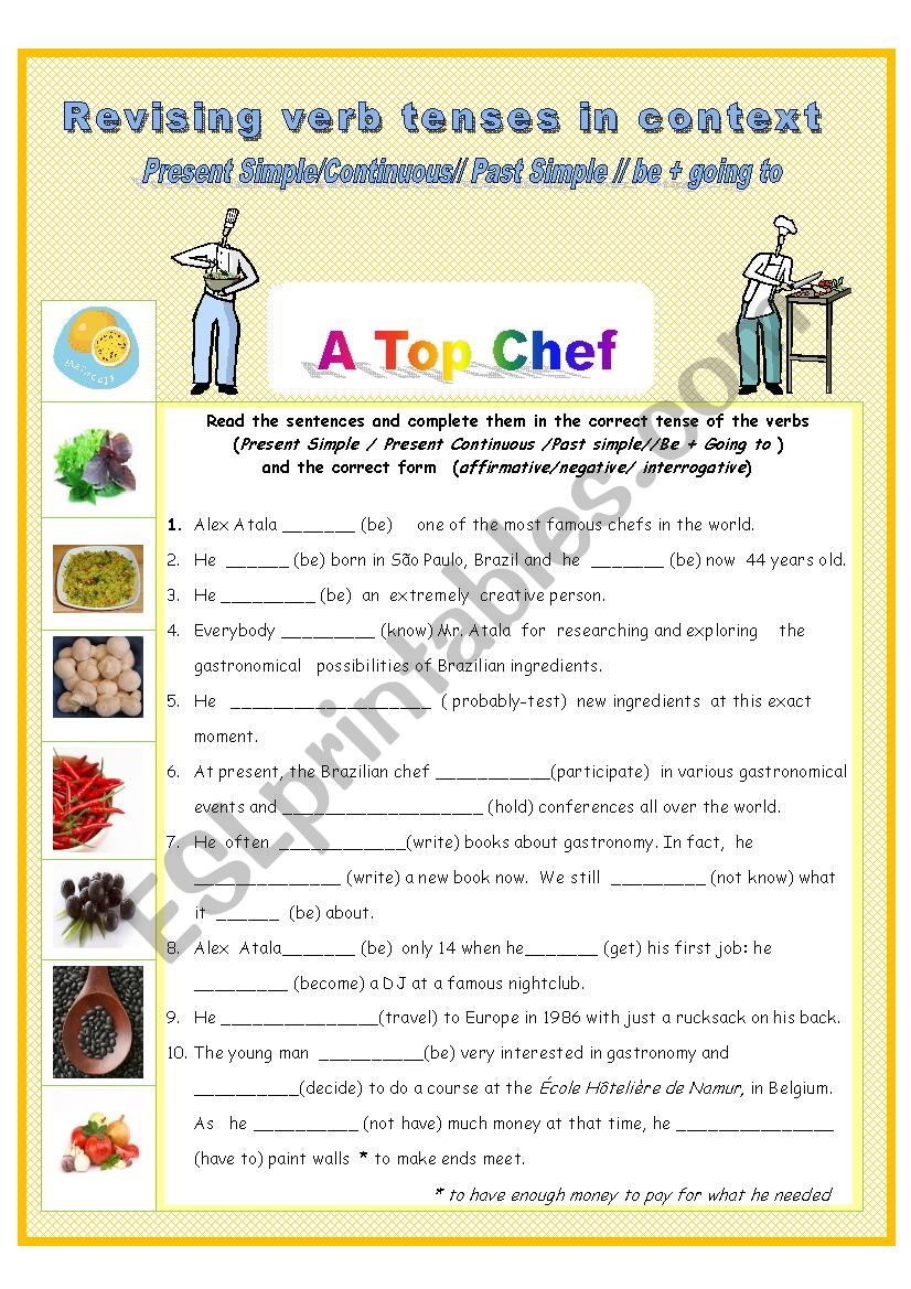 Verb Tenses In Context Worksheets