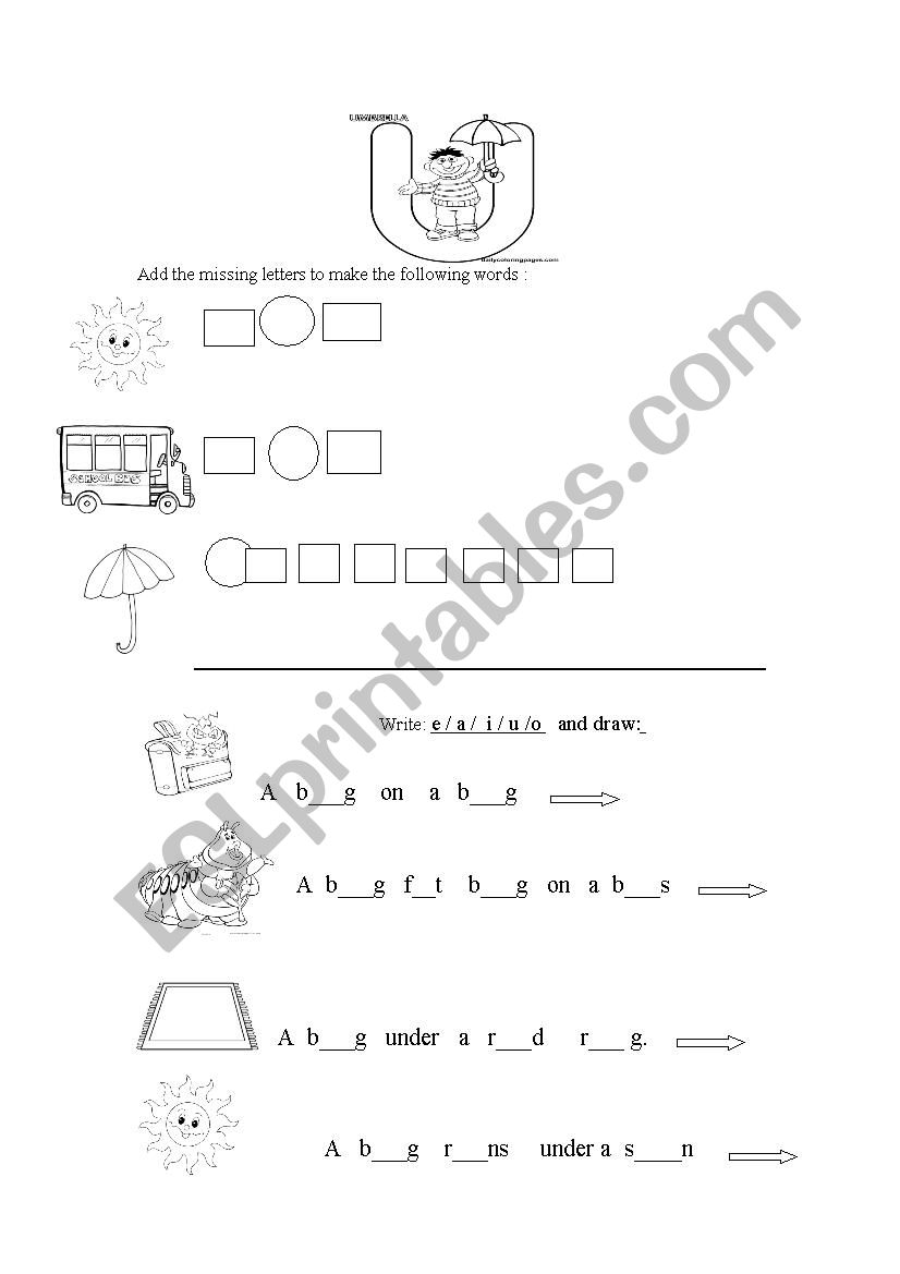 Letter U practice  worksheet