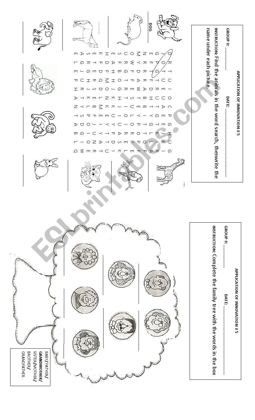 Animals & Family worksheet