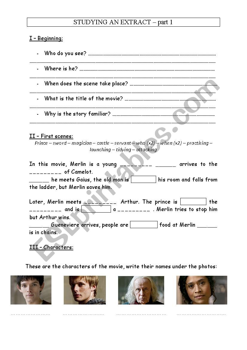 Merlin study worksheet