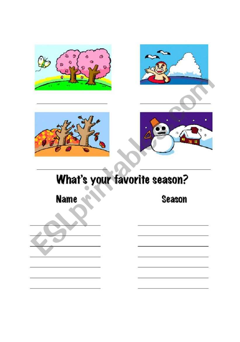 Seasons worksheet