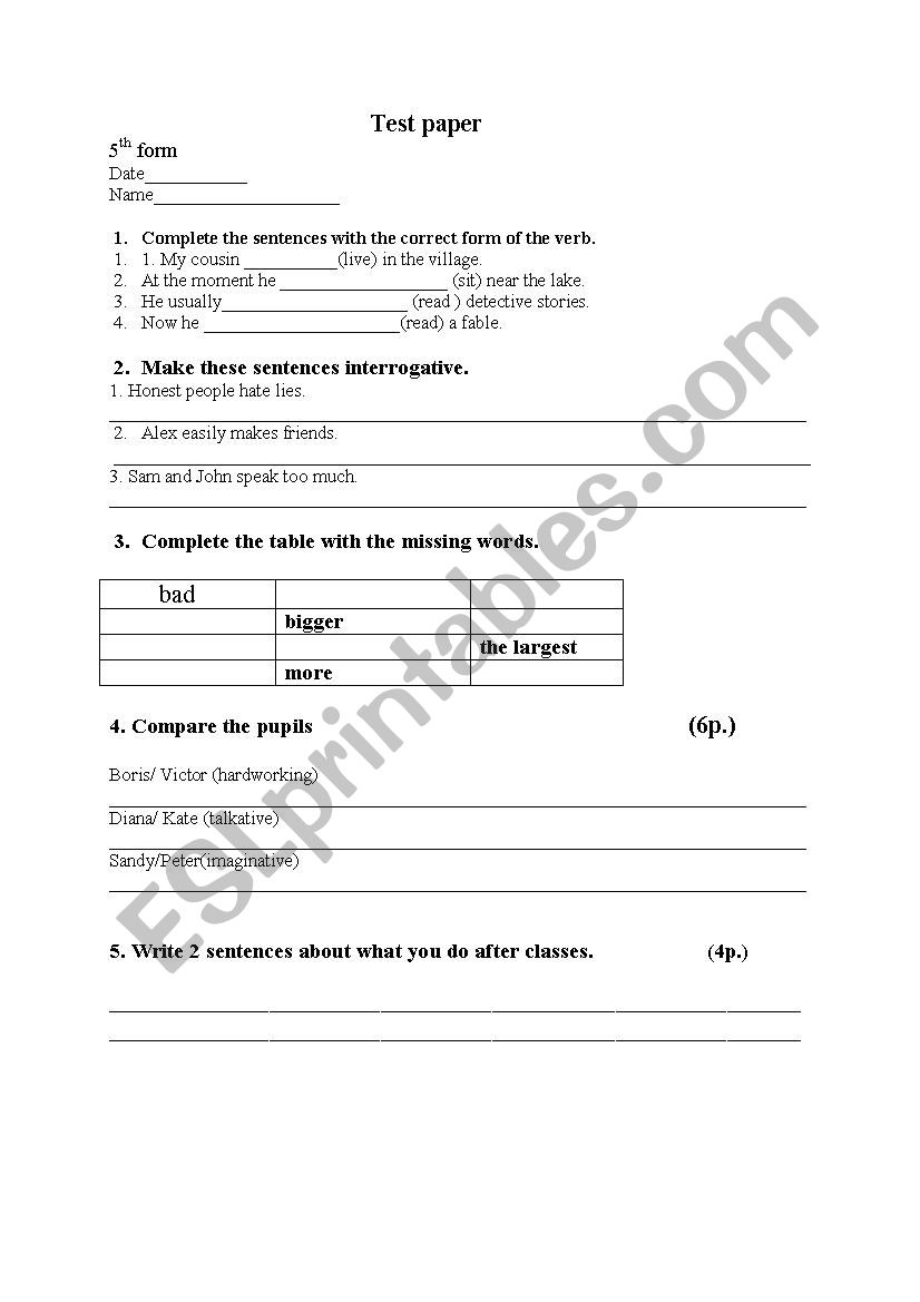 Test worksheet