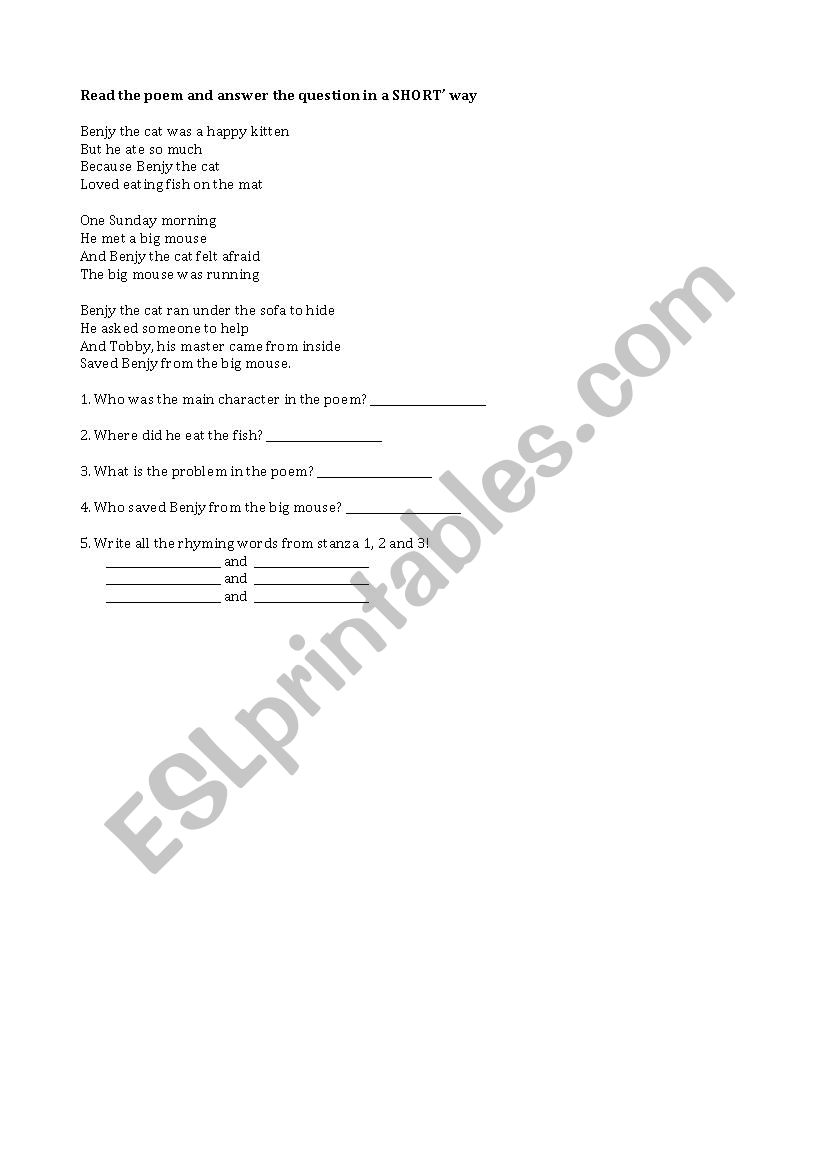 rhyme worksheet