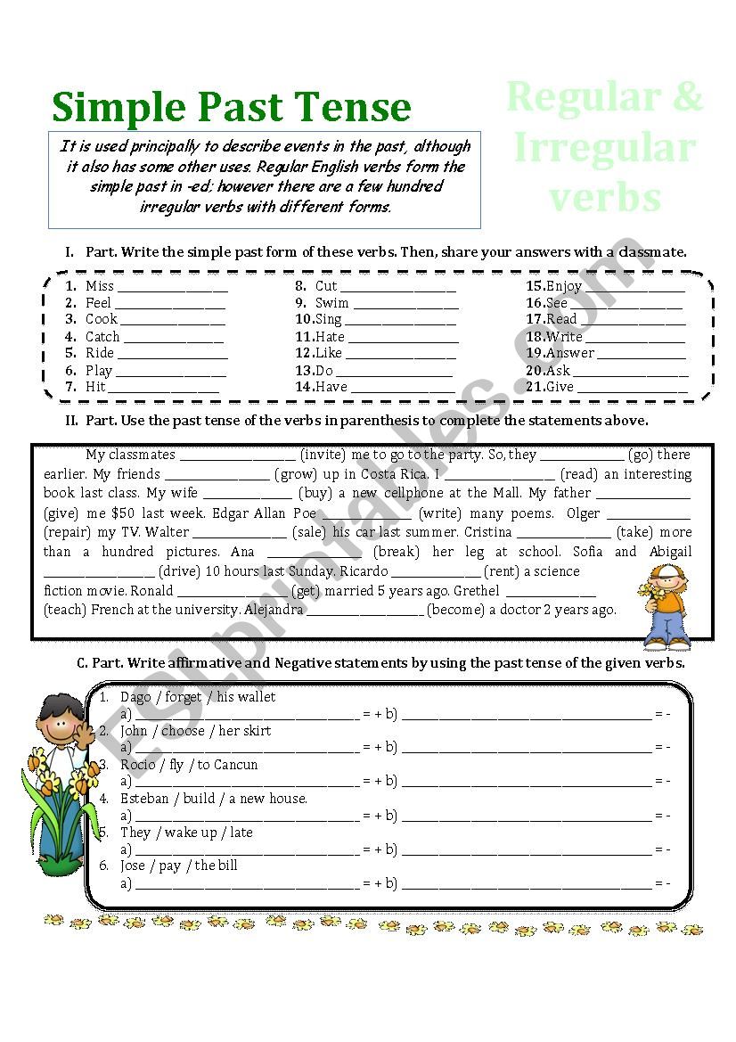 Simple Past Tense (Regular and Irregular verbs) 